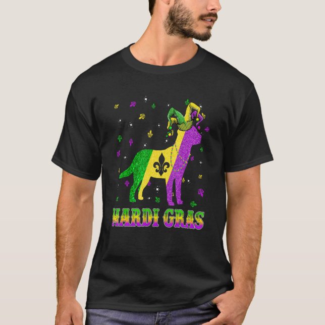 T-shirt Labrador Chien Mardi Gras Carnival Perles Jester (Devant)