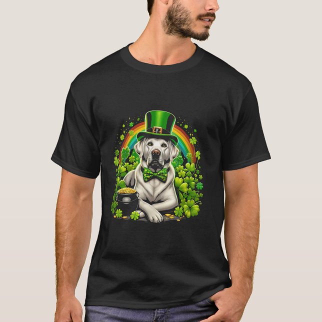 T-shirt Labrador Chien mignonne Shamrock St Patrick s Day  (Devant)