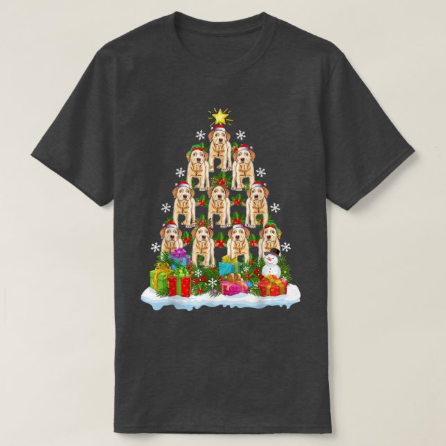 T-shirt Labrador Chien Xmas Arbre Éclairage Père Noël Labr (Design devant)