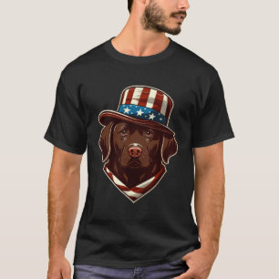 T-shirt Labrador Chocolat Avec Chapeau Américain USA 1