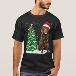T-shirt labrador chocolat lumières de Noël Décor Noël Tr