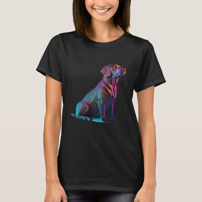 T-shirt Labrador Chocolat Synthwave Années 80 Retrowave Ae (Devant)