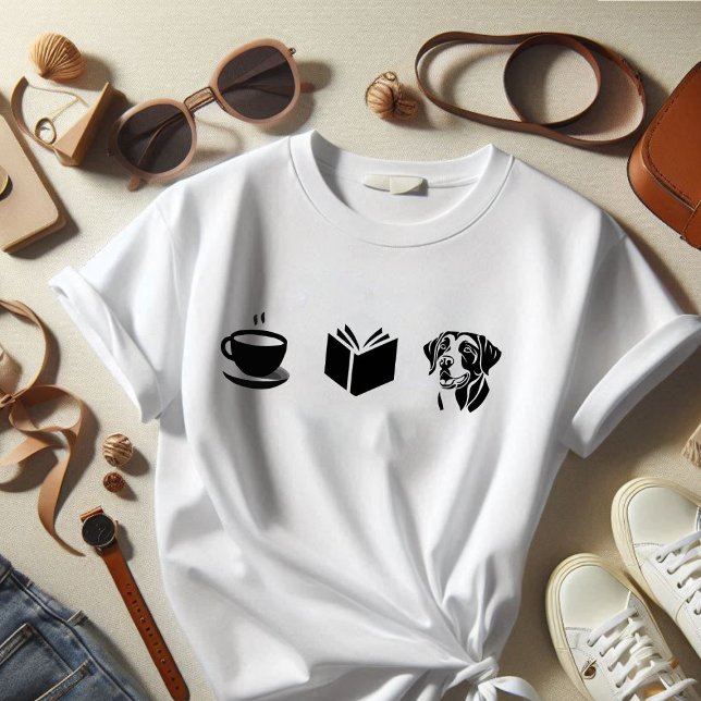 T-shirt Labrador Coffee Livre cadeau pour doglotte (labrador, book, coffee, all i need to life)