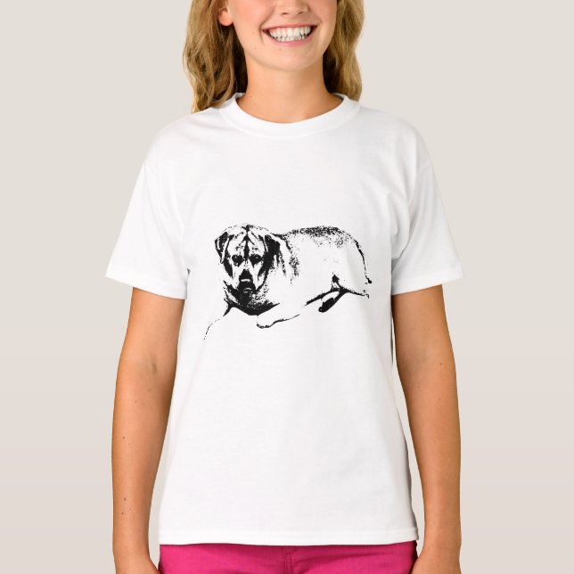 T-shirt Labrador de repos - Style de dossier étendu (Devant)