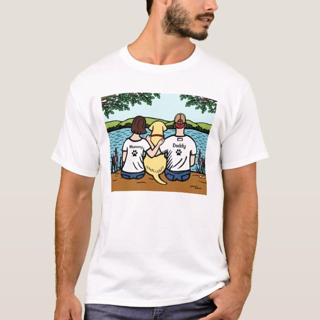 T-shirt Labrador et maman et papa jaunes (Devant)