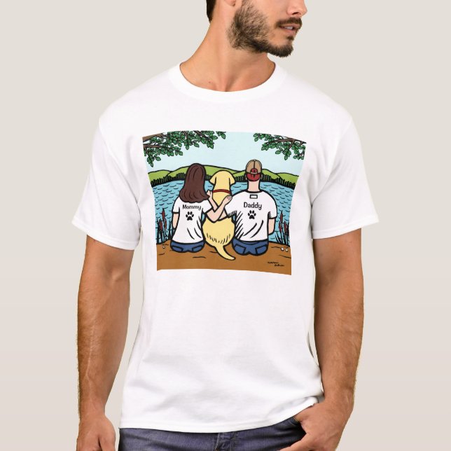 T-shirt Labrador et maman et papa jaunes (Devant)