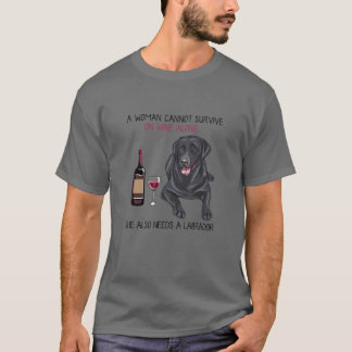 T-shirt Labrador et vin Cadeau drôle de chien
