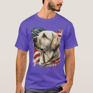 T-shirt Labrador jaune avec des amis du drapeau américain