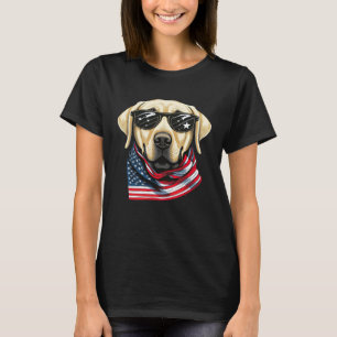 T-shirt Labrador Jaune avec drapeau américain Patriotique 