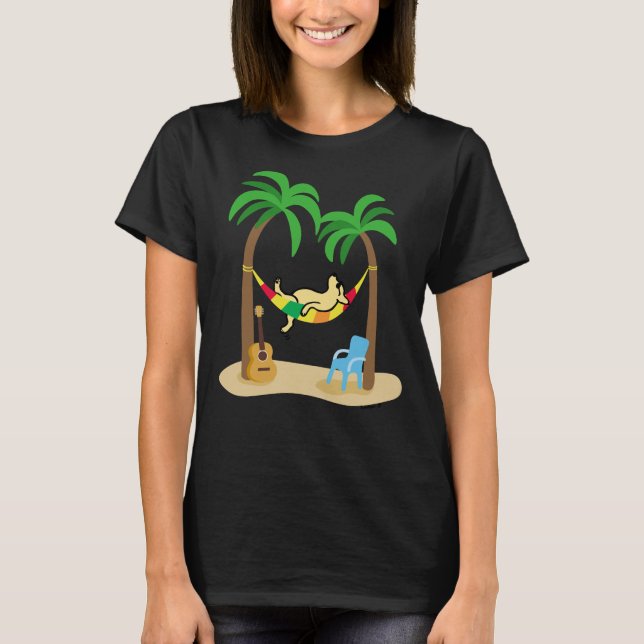 T-shirt Labrador Jaune Dormir Sur Le Hamac (Devant)