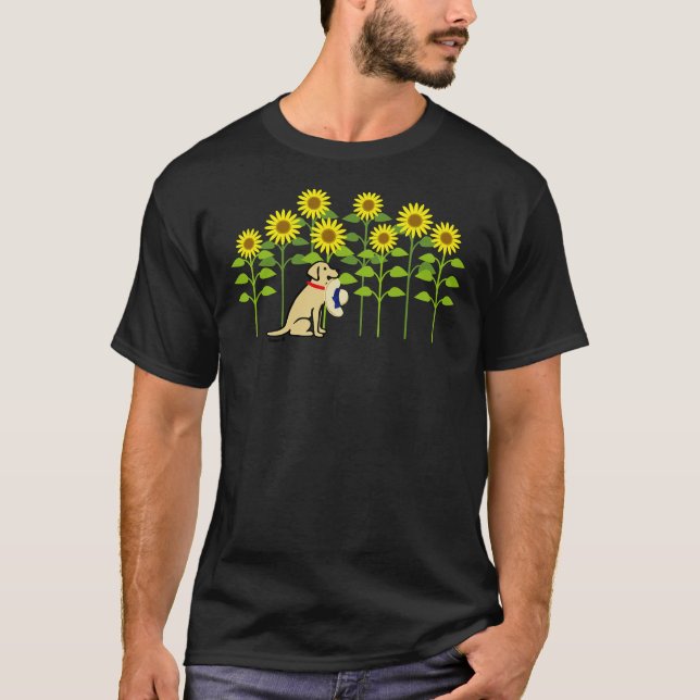 T-shirt Labrador Jaune Retriever Et Tournesols (Devant)