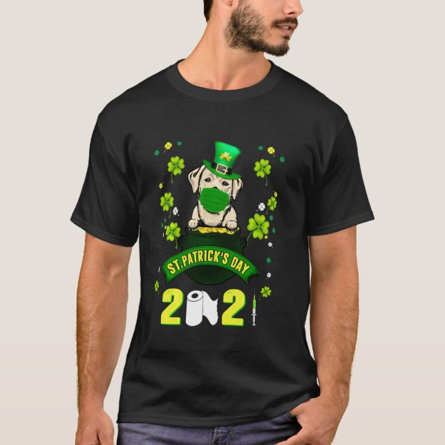 T-shirt Labrador Leprechaun Chien Visage Masque Jour de la (Devant)