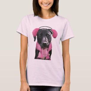 T-shirt Labrador noir avec des manchons d'oreille