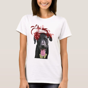 T-shirt Labrador Noir Avec Fascinateur Rouge