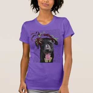 T-shirt Labrador noir avec Fascinator vert