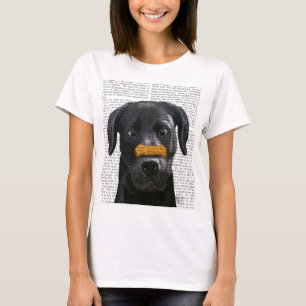T-shirt Labrador noir avec l'os sur le nez