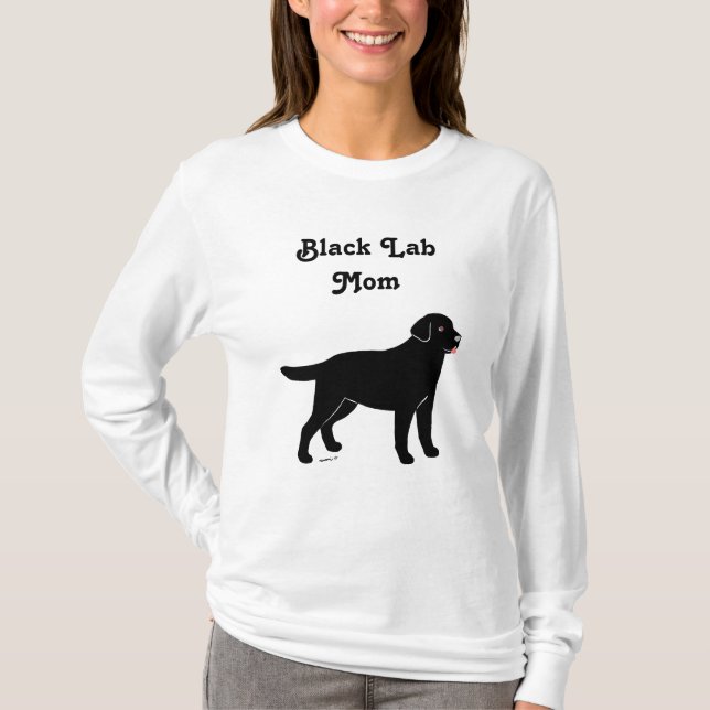 T-shirt Labrador noir avec une petite langue (Devant)