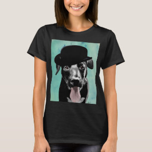 T-shirt Labrador noir dans le casquette de lanceur