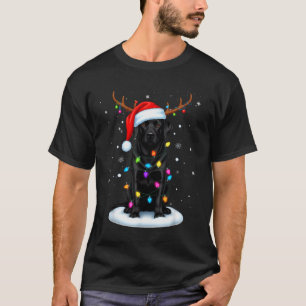 T-shirt Labrador noir de Noël Chien de rennes Lumières P
