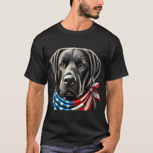 T-shirt labrador noir drapeau américain USA labrador noir