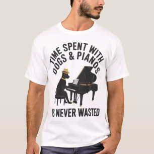 T-shirt Labrador noir jouant du piano - Temps passé avec l