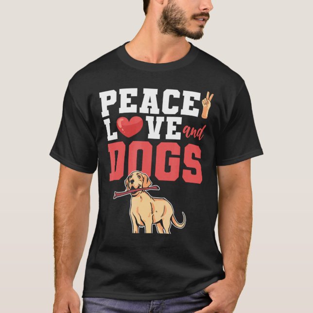 T-shirt Labrador Peace Love Et Chiens (Devant)