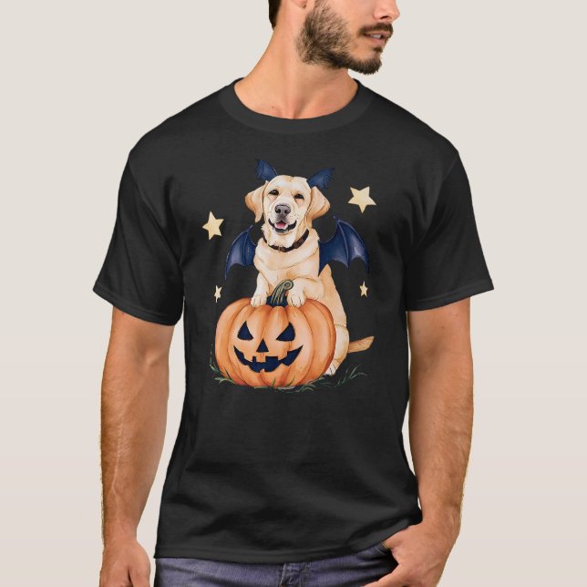 T-shirt Labrador Pumpkin Witch Golden Labrador Halloween G (Devant)