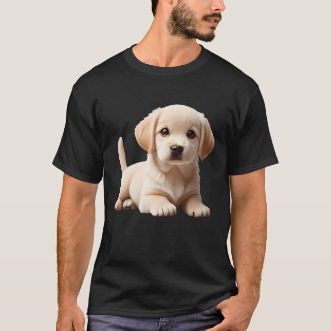 T-shirt Labrador puppy laying down tail showing retro (Devant)