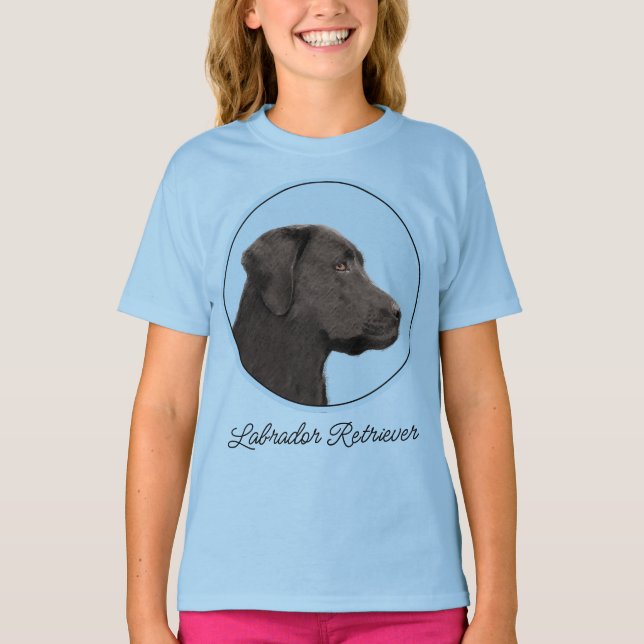 T-shirt Labrador Retriever Black Peinture Original Chien A (Devant)