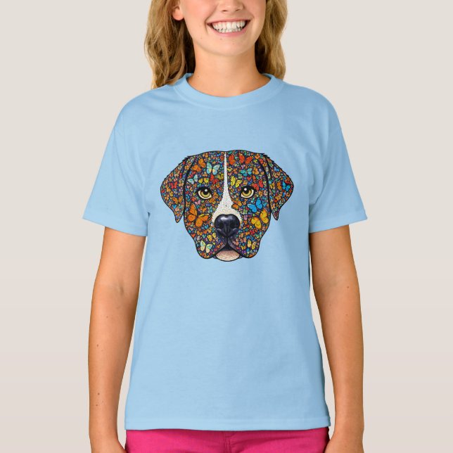 T-shirt Labrador Retriever Butterfly Kaleidoscope Portrait (Devant)