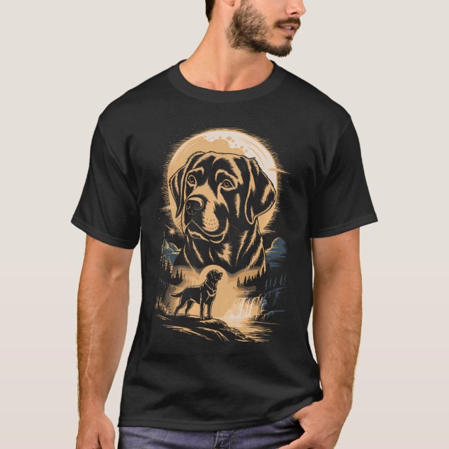 T-shirt Labrador Retriever Cascade au Clair de Lune (Devant)