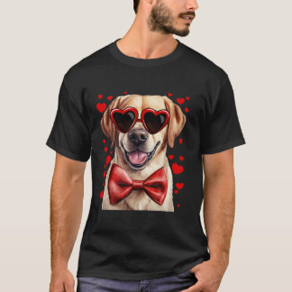 T-shirt Labrador Retriever Chien Hearts Red Bow Cravate Va