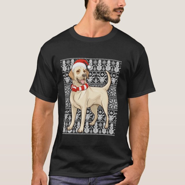 T-shirt Labrador Retriever Chien Santa Hat Hommes Femmes L (Devant)
