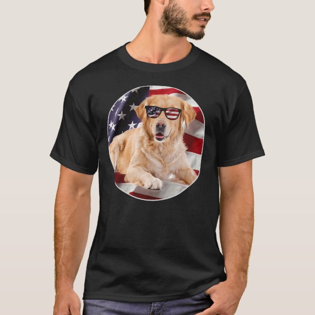 T-shirt Labrador Retriever Chien Usa Drapeau Patriote (Devant)