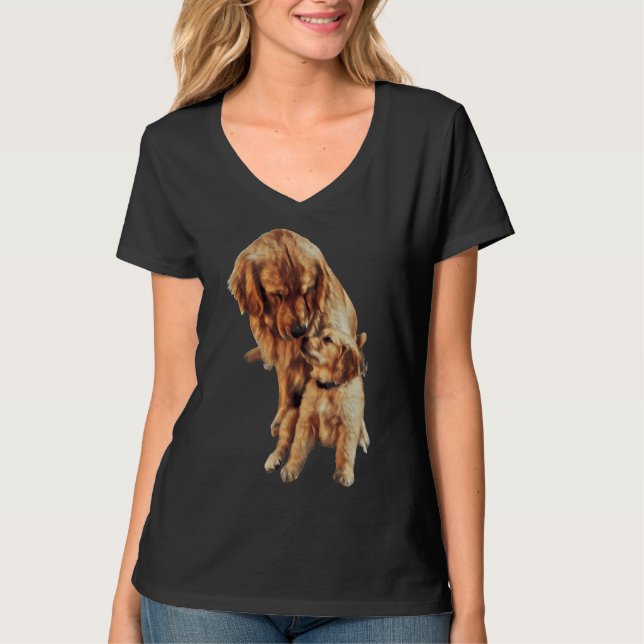 T-shirt Labrador Retriever Chiot avec mère (Devant)