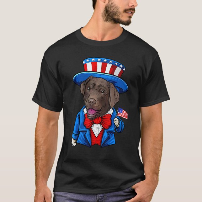 T-shirt Labrador Retriever Chocolat 4 Juillet (Devant)