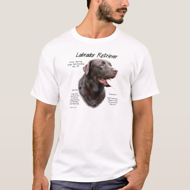 T-shirt Labrador Retriever (chocolat) Histoire Conception (Devant)