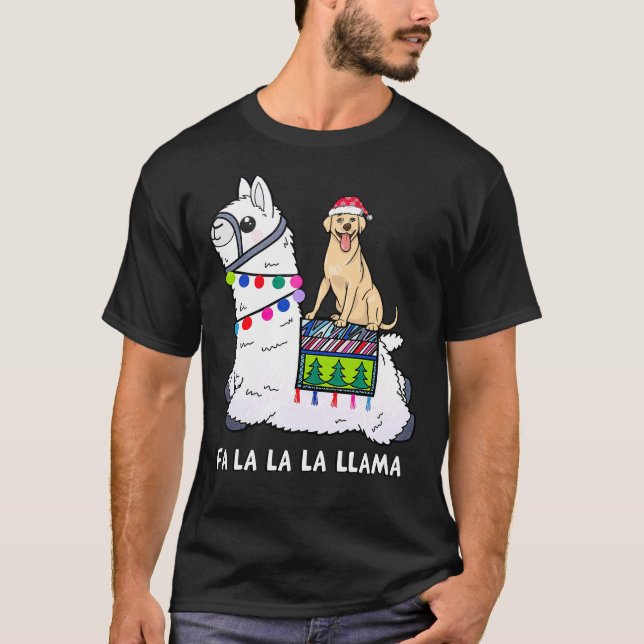 T-shirt Labrador Retriever Christmas Riding Llama (Devant)
