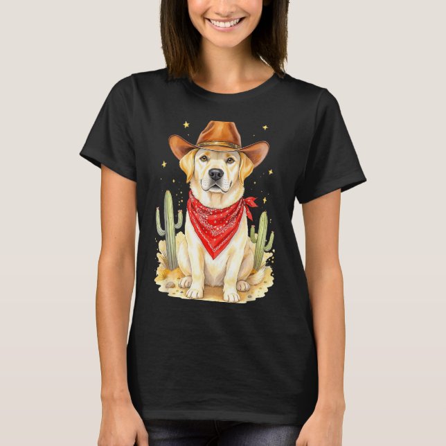 T-shirt Labrador Retriever Cowboy Dog Western Llabrador Co (Devant)