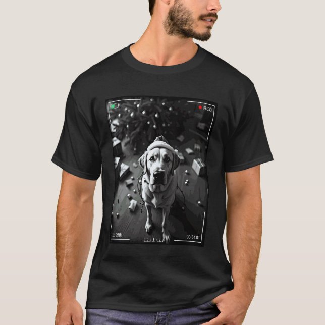 T-shirt Labrador Retriever de Noël pris en caméra (Devant)