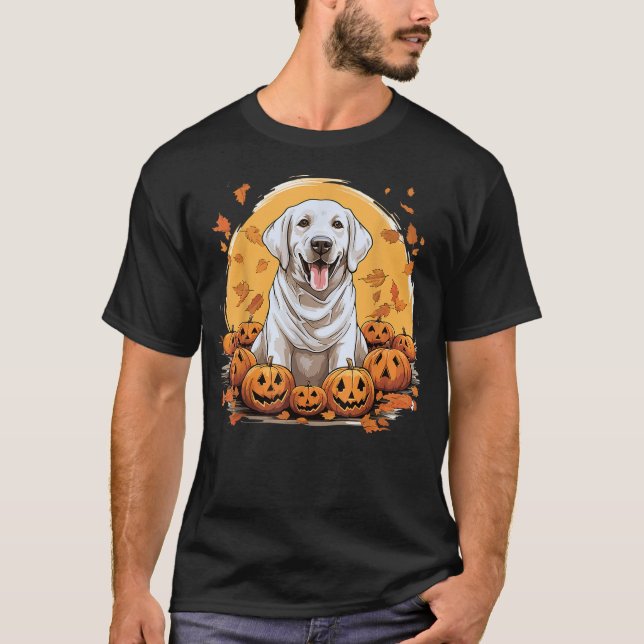 T-shirt Labrador Retriever Dog Breed Pet Halloween Pumpkin (Devant)
