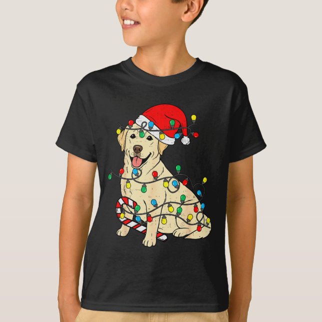 T-shirt Labrador Retriever Dog Christmas Lights Xmas Pet D (Devant)