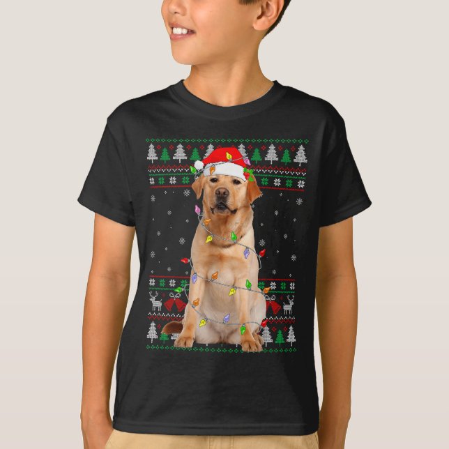 T-shirt Labrador Retriever Dog Christmas Ugly Sweater Ligh (Devant)