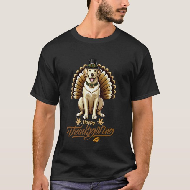T-shirt Labrador Retriever drôle avec des plumes de dinde  (Devant)