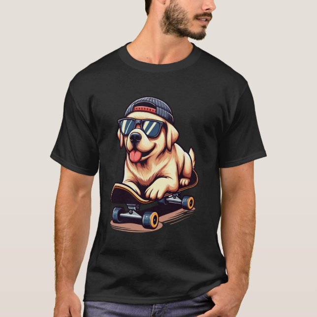 T-shirt Labrador Retriever drôle avec skateboard (Devant)