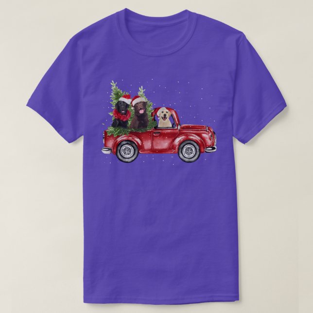 T-shirt Labrador Retriever équitation Camion Rouge Xmas Jo (Design devant)