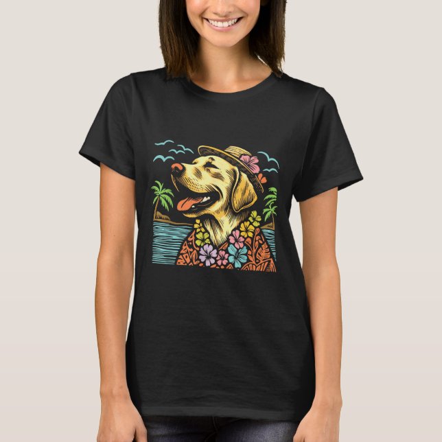 T-shirt Labrador Retriever Floral Trocal Summer Vibes Hawa (Devant)