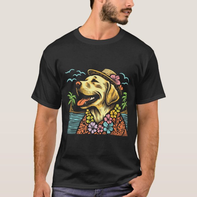 T-shirt Labrador Retriever Floral Trocal Summer Vibes Hawa (Devant)
