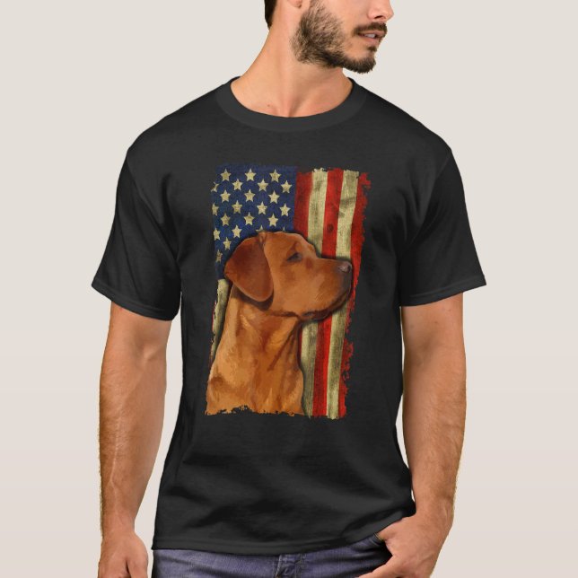 T-shirt Labrador Retriever Foxred Drapeau américain Fox Re (Devant)