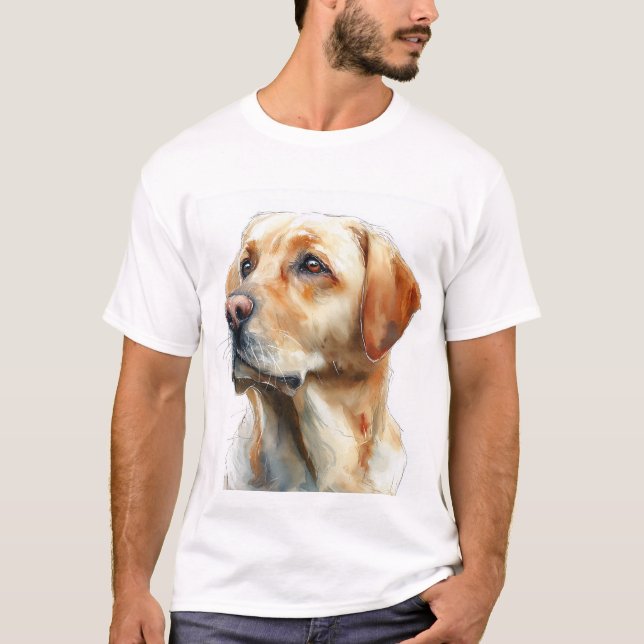 T-shirt Labrador retriever jaune aquarelle (Devant)